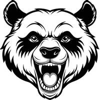 a panda bear head with its mouth open vector