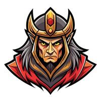 the head of a warrior with horns and a crown vector