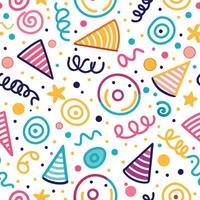 seamless pattern with party hats and other items vector