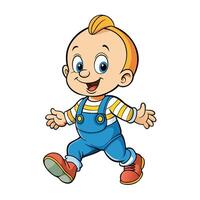cartoon boy running with his hands up vector
