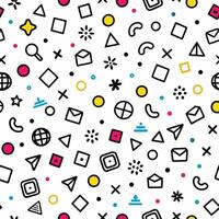 seamless pattern with geometric shapes and icons vector