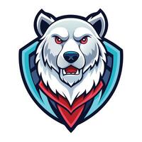 a white polar bear head with red eyes vector