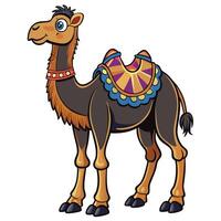 cartoon camel with colorful saddle vector