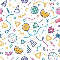 seamless pattern with colorful objects and shapes vector