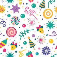 seamless pattern with colorful christmas and new year objects vector