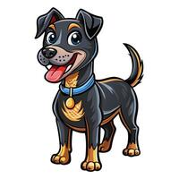 a cartoon dog with a blue collar and a yellow collar vector