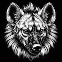 illustration of a hyena head on black background vector