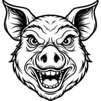 a pig head with an angry expression vector