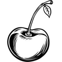 a black and white drawing of a cherry vector