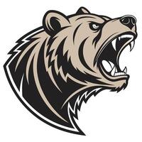the head of a grizzly bear is shown in a logo vector