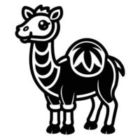 a black and white camel with a bow on its head vector