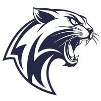the head of a panther is shown in blue and white vector
