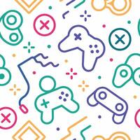 a colorful pattern with game controllers and other items vector