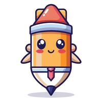 a cartoon pencil with a tie and a smile vector
