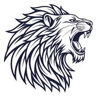 lion head with open mouth, illustration vector