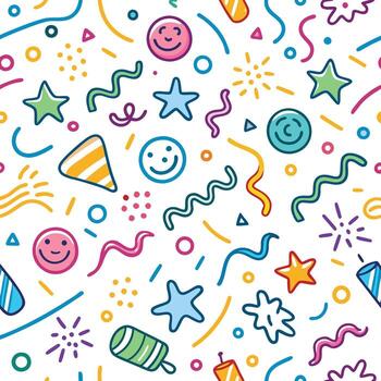 seamless pattern with colorful party items vector