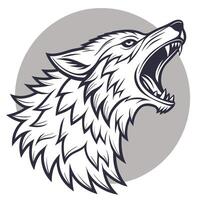 the head of a wolf is shown in a circle vector