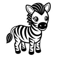 a black and white drawing of a zebra vector