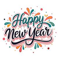 happy new year text with colorful lettering vector
