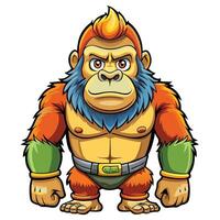 a cartoon gorilla with a big beard and a green belt vector
