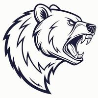 a bear head with its mouth open vector