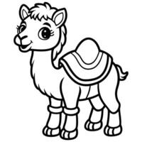 camel coloring pages for kids vector