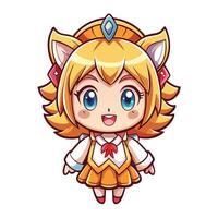 a cartoon character with a cat ears and a yellow dress vector