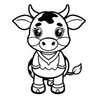 a cow coloring page with a big nose vector