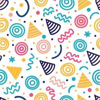 seamless pattern with colorful party hats and shapes vector