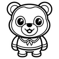 a coloring page of a bear with a bow tie vector