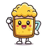 a cartoon beer mug with a happy face vector