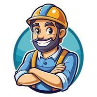 a cartoon man with a beard and hat vector