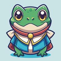 a cartoon frog in a blue and red outfit vector