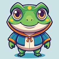 cartoon frog in a blue jacket and tie vector
