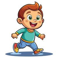 cartoon boy running and smiling vector