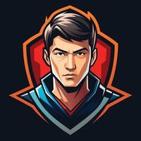 a man with a red and blue shirt on a black background vector