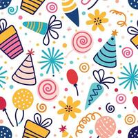 seamless pattern with birthday party items vector