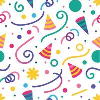 seamless pattern with party hats and confetti vector