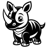 a cartoon rhino with a black and white design vector
