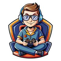 a cartoon character with headphones and a controller vector