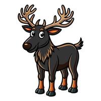 a cartoon moose with antlers standing on a white background vector