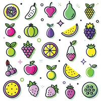 fruit icons set with different fruits and vegetables vector
