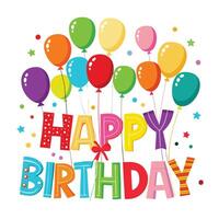 happy birthday card with colorful balloons vector