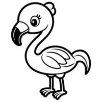 a cartoon flamingo bird coloring page vector