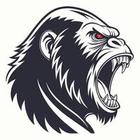 gorilla head with red eyes, illustration vector