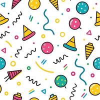 seamless pattern with party hats and confetti vector