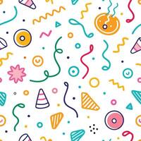 a colorful pattern with donuts, confetti and other items vector