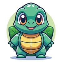 a cartoon turtle with big eyes and a smile vector