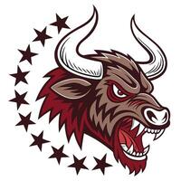 the head of a bull with stars around it vector