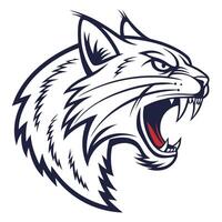 a head of a wild cat with its mouth open vector